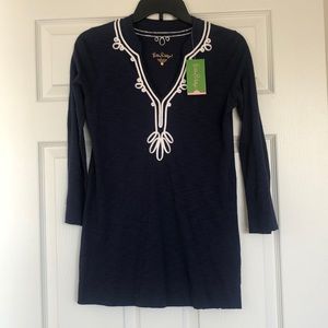 Lilly Pulitzer Navy Blue Top with White Trim
